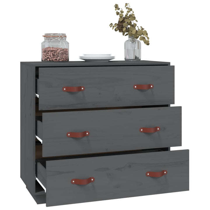 skænk 80x40x75 cm massivt fyrretræ grå