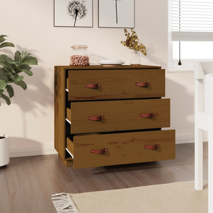 skænk 80x40x75 cm massivt fyrretræ gyldenbrun