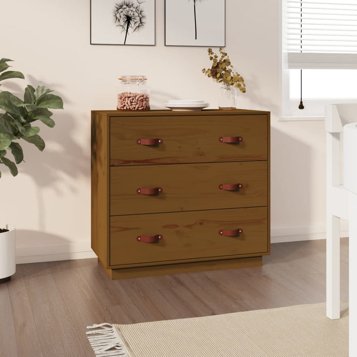 skænk 80x40x75 cm massivt fyrretræ gyldenbrun