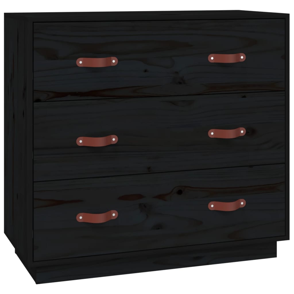 skænk 80x40x75 cm massivt fyrretræ sort