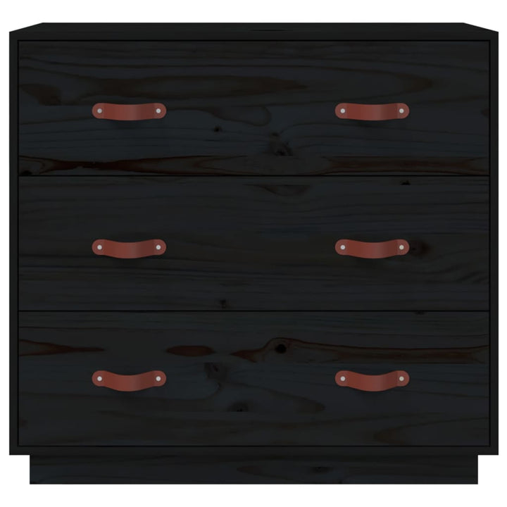 skænk 80x40x75 cm massivt fyrretræ sort