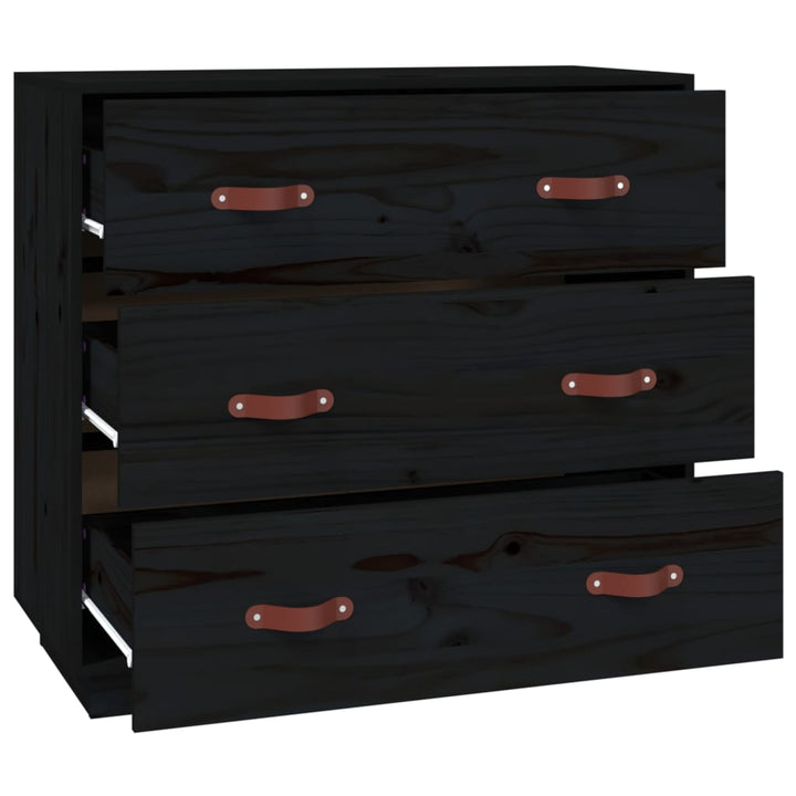 skænk 80x40x75 cm massivt fyrretræ sort