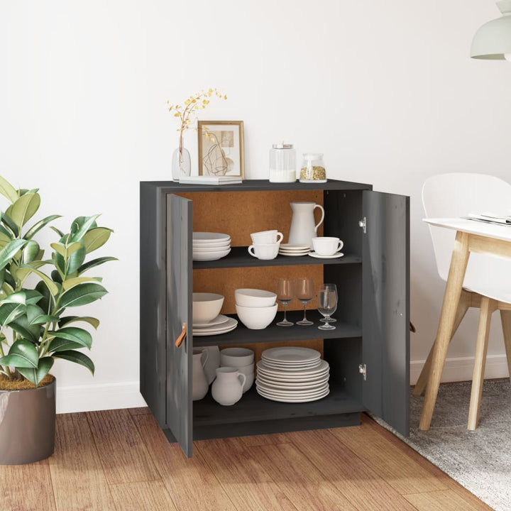 skænk 65,5x40x75 cm massivt fyrretræ grå
