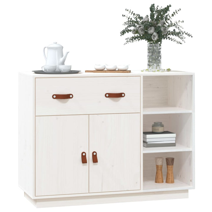 skænk 98,5x40x75 cm massivt fyrretræ hvid