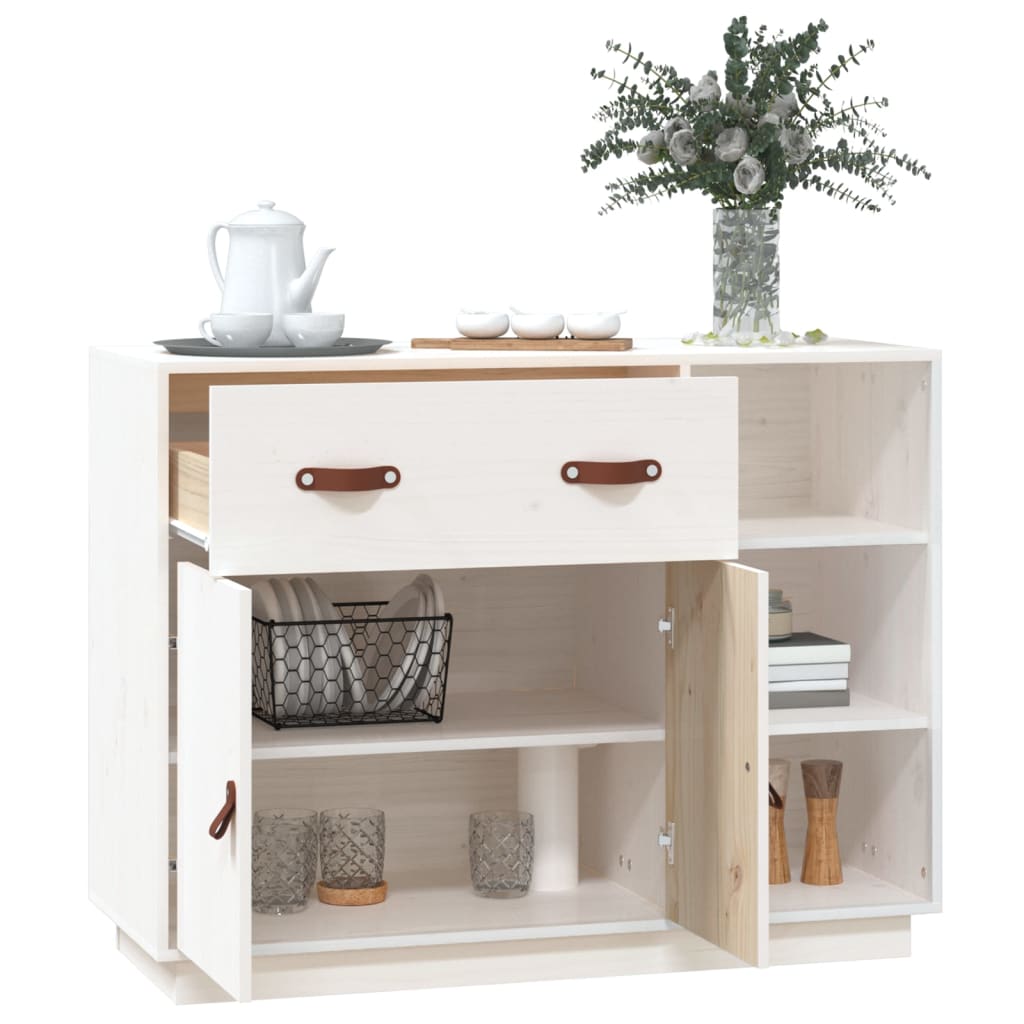 skænk 98,5x40x75 cm massivt fyrretræ hvid
