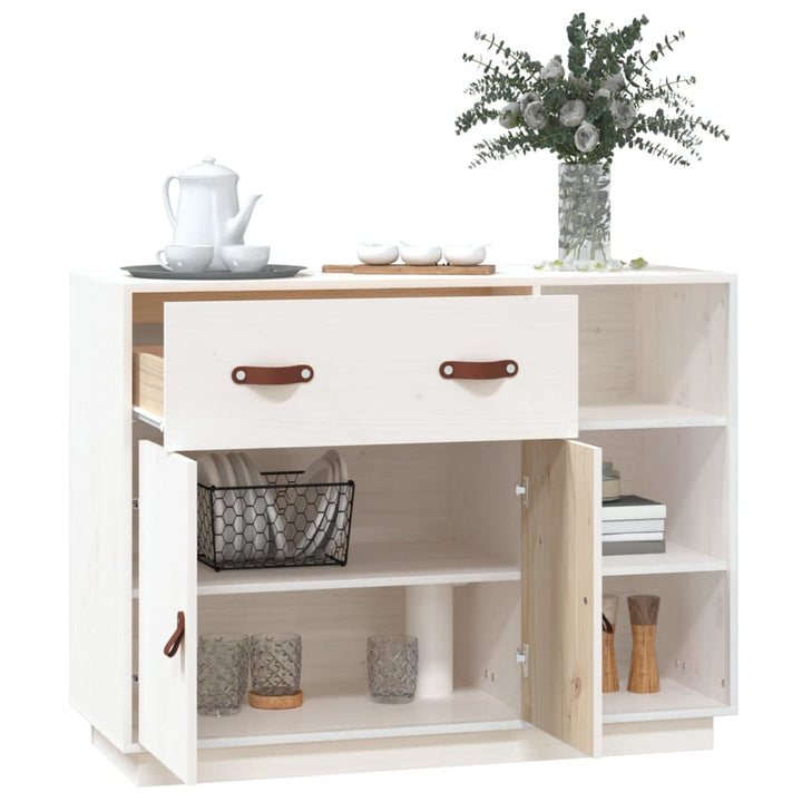 skænk 98,5x40x75 cm massivt fyrretræ hvid