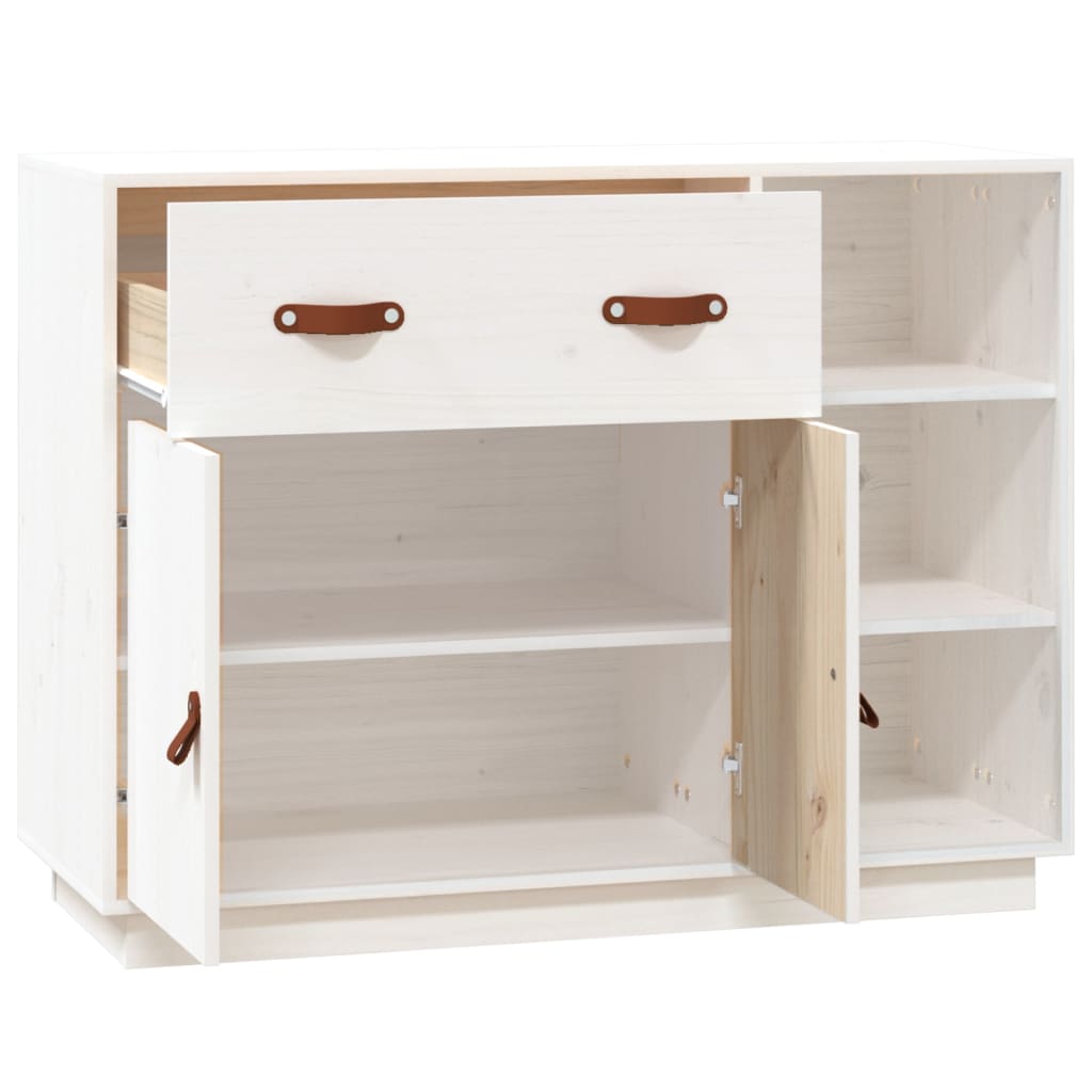 skænk 98,5x40x75 cm massivt fyrretræ hvid
