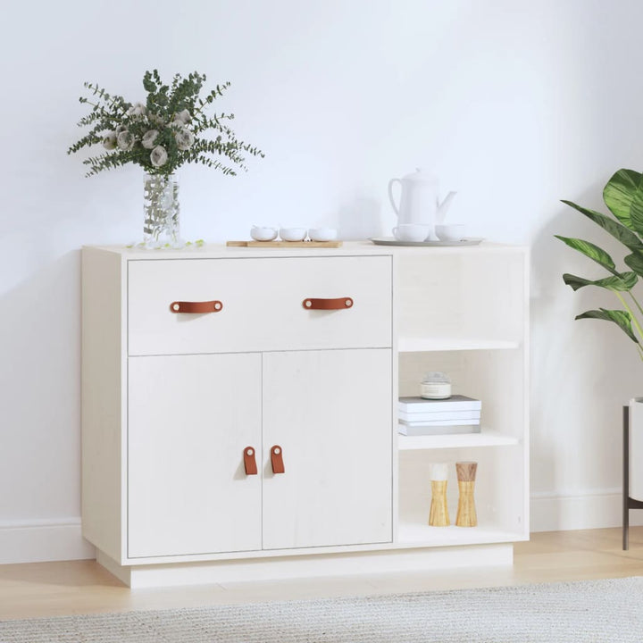 skænk 98,5x40x75 cm massivt fyrretræ hvid
