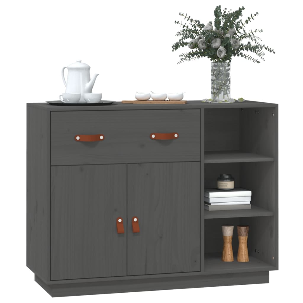 skænk 98,5x40x75 cm massivt fyrretræ Grå