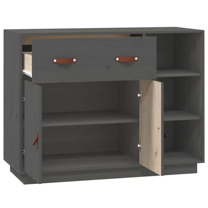 skænk 98,5x40x75 cm massivt fyrretræ Grå