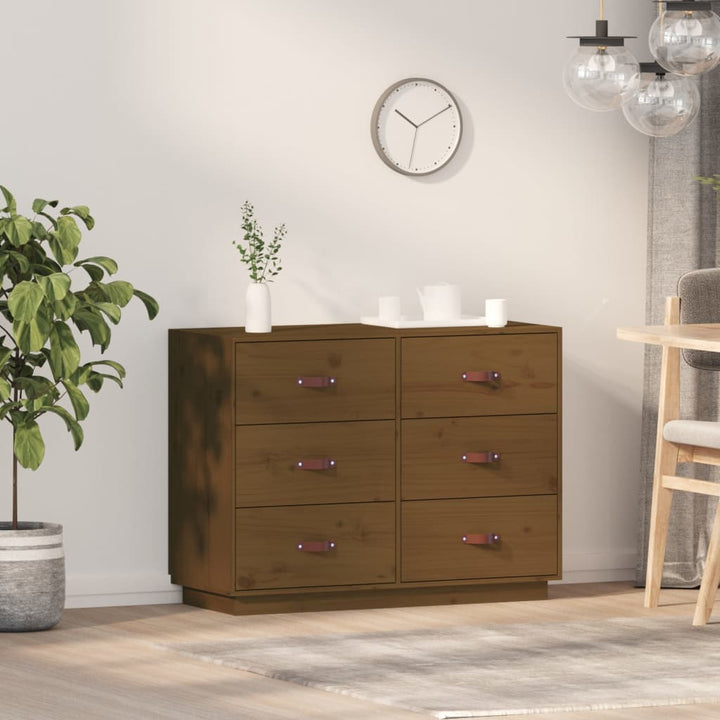 skænk 100x40x75 cm massivt fyrretræ gyldenbrun