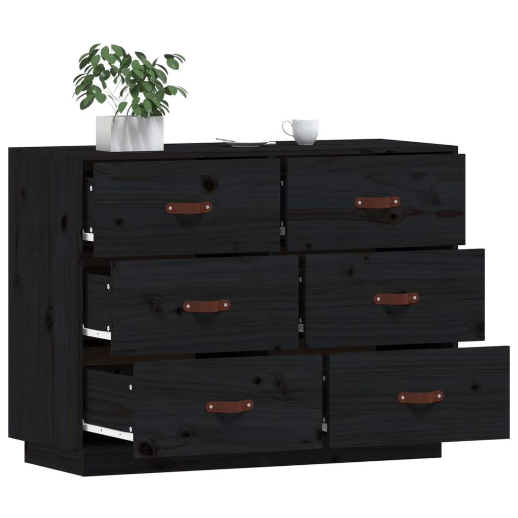 skænk 100x40x75 cm massivt fyrretræ sort