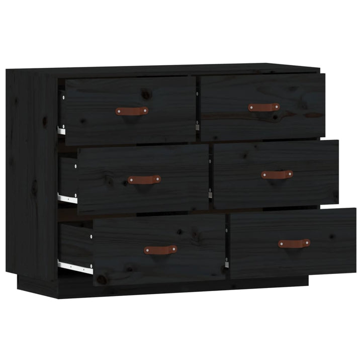 skænk 100x40x75 cm massivt fyrretræ sort