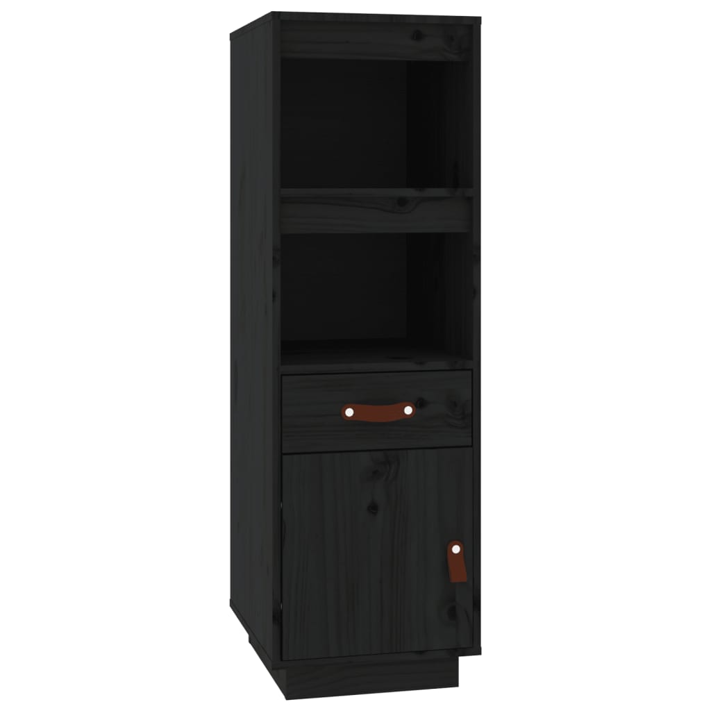 højskab 34x40x108,5 cm massivt fyrretræ sort