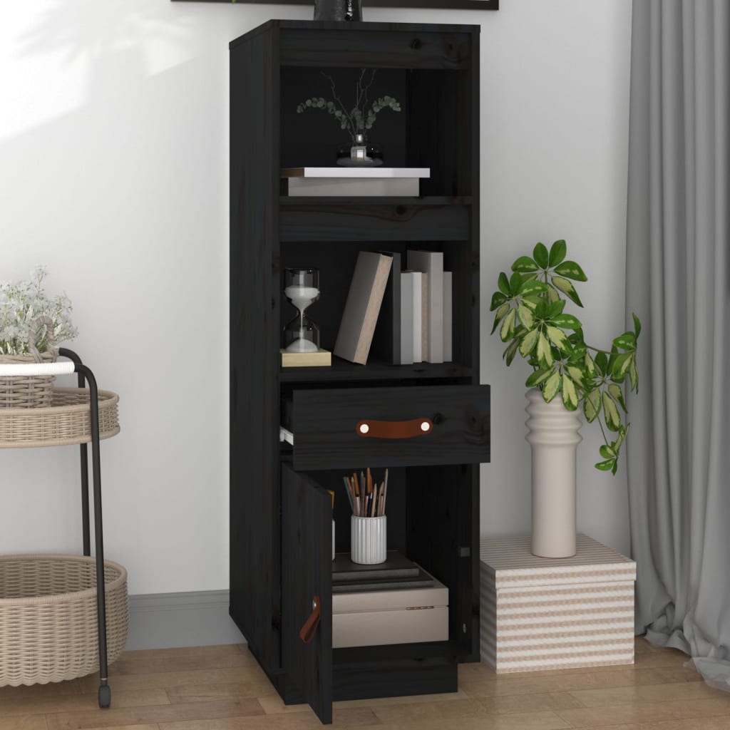 højskab 34x40x108,5 cm massivt fyrretræ sort