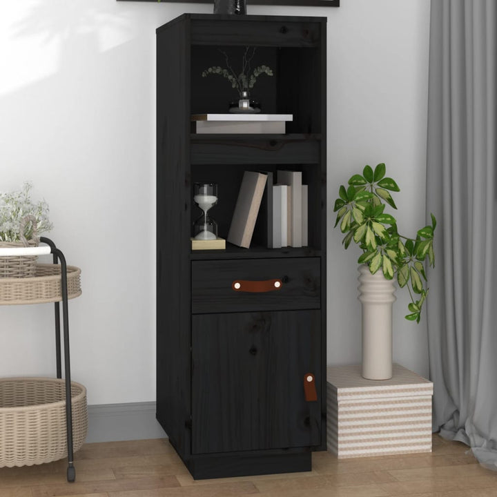 højskab 34x40x108,5 cm massivt fyrretræ sort