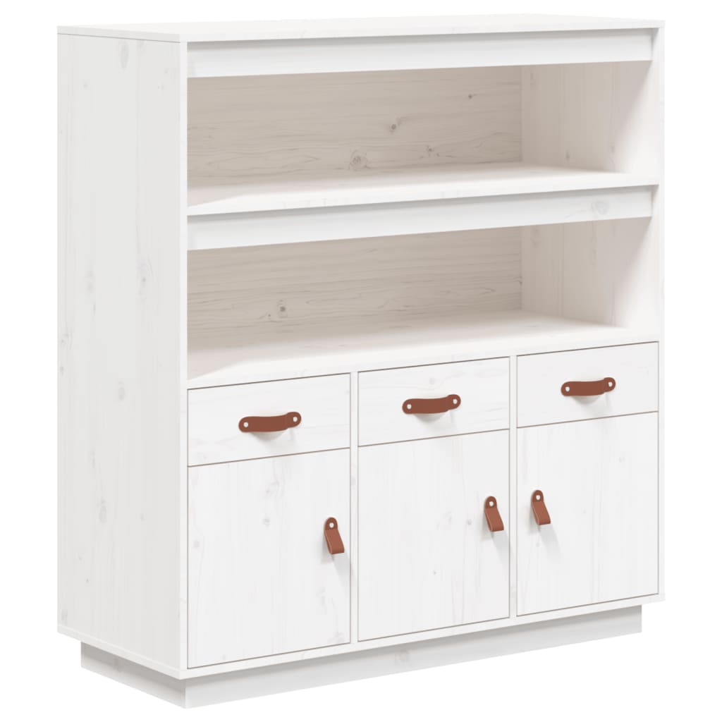 højskab 100x40x108,5 cm massivt fyrretræ hvid