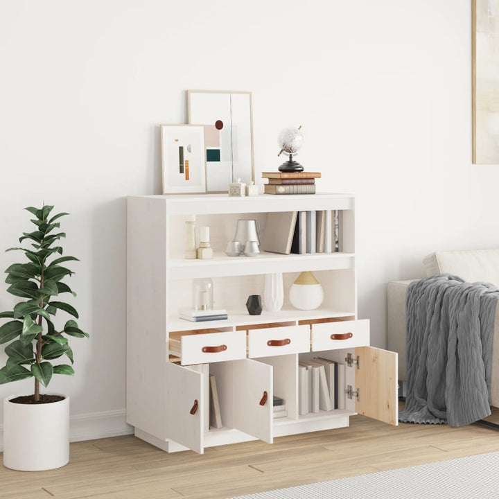 højskab 100x40x108,5 cm massivt fyrretræ hvid