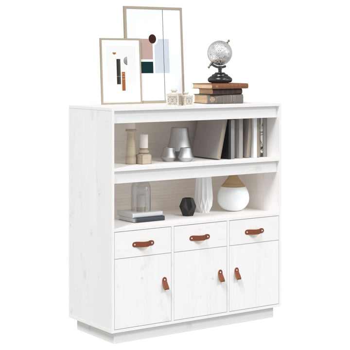 højskab 100x40x108,5 cm massivt fyrretræ hvid