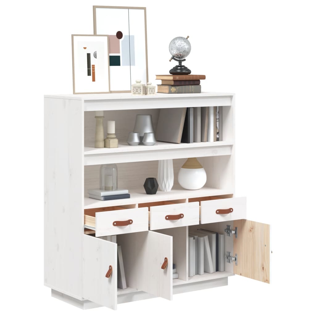 højskab 100x40x108,5 cm massivt fyrretræ hvid