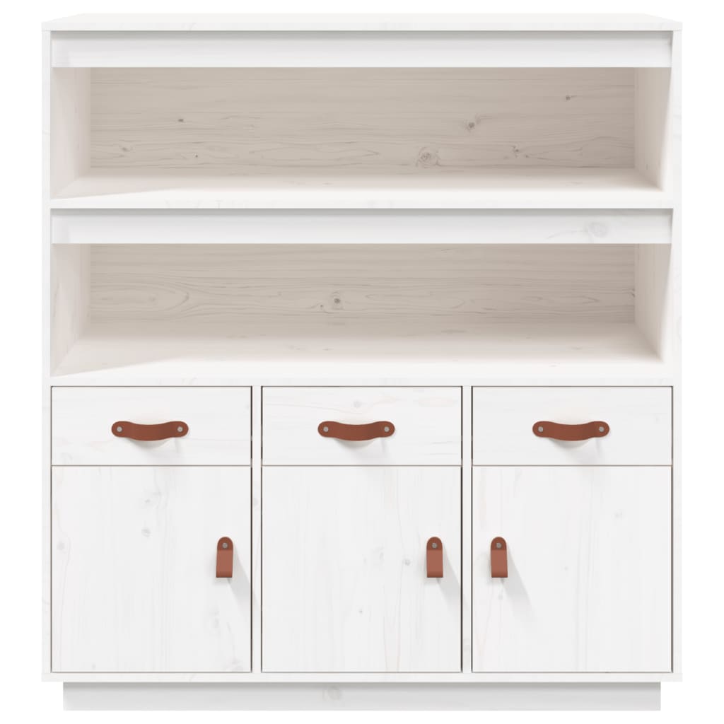 højskab 100x40x108,5 cm massivt fyrretræ hvid
