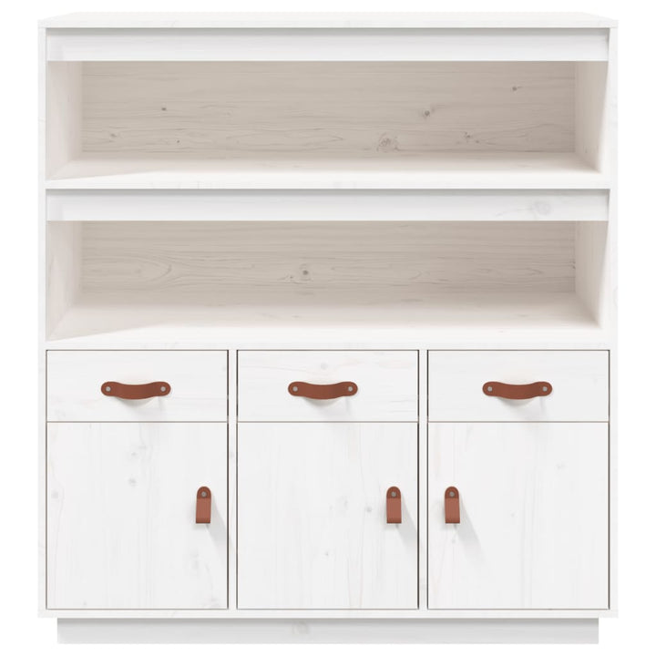 højskab 100x40x108,5 cm massivt fyrretræ hvid