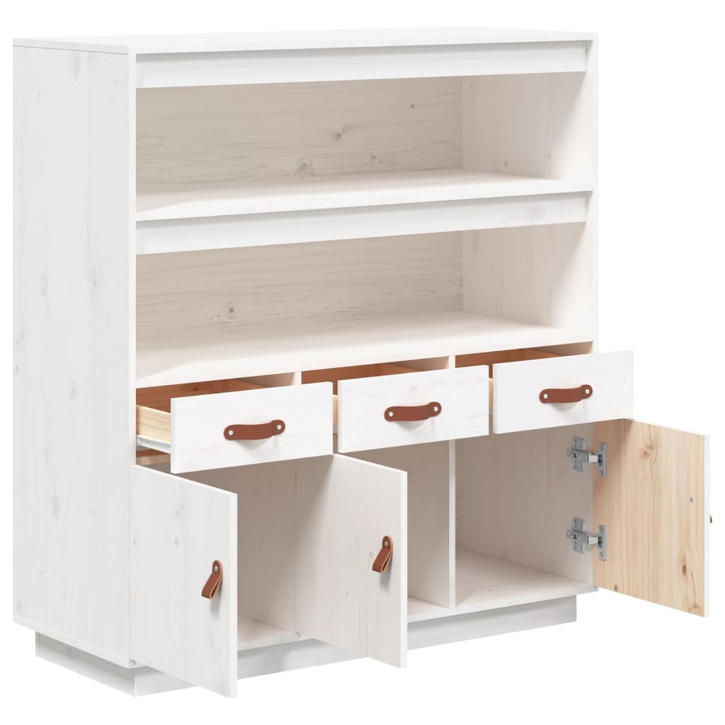 højskab 100x40x108,5 cm massivt fyrretræ hvid