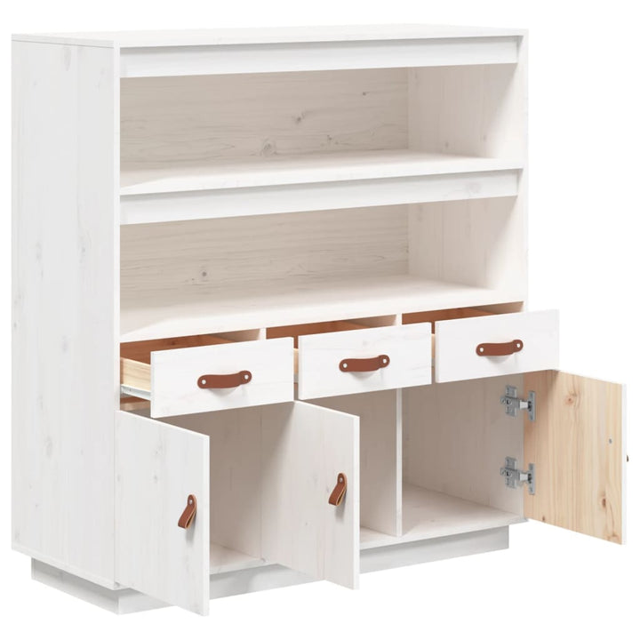 højskab 100x40x108,5 cm massivt fyrretræ hvid
