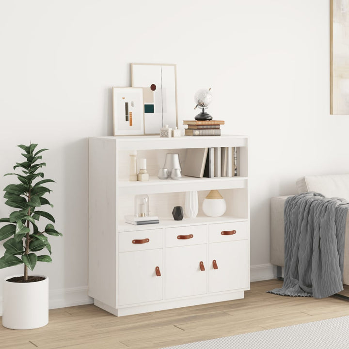 højskab 100x40x108,5 cm massivt fyrretræ hvid