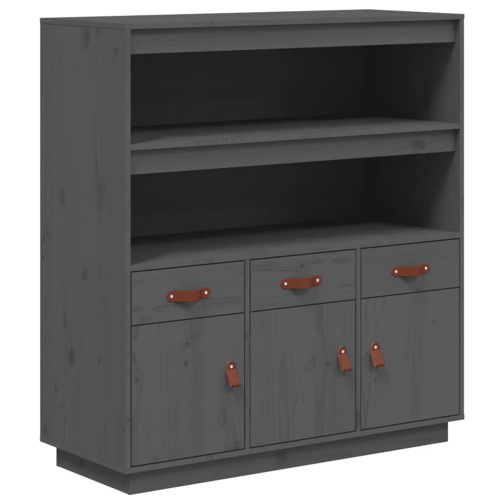 højskab 100x40x108,5 cm massivt fyrretræ grå