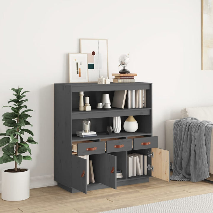 højskab 100x40x108,5 cm massivt fyrretræ grå