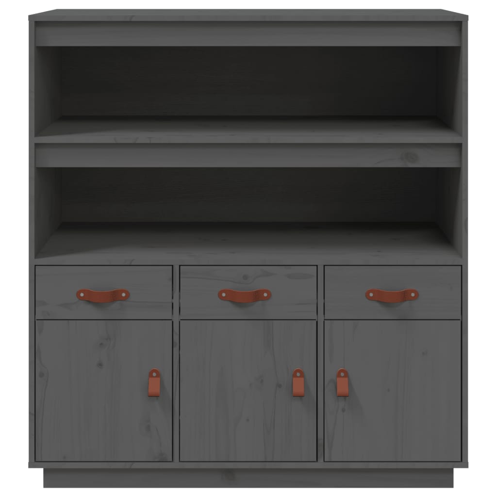 højskab 100x40x108,5 cm massivt fyrretræ grå