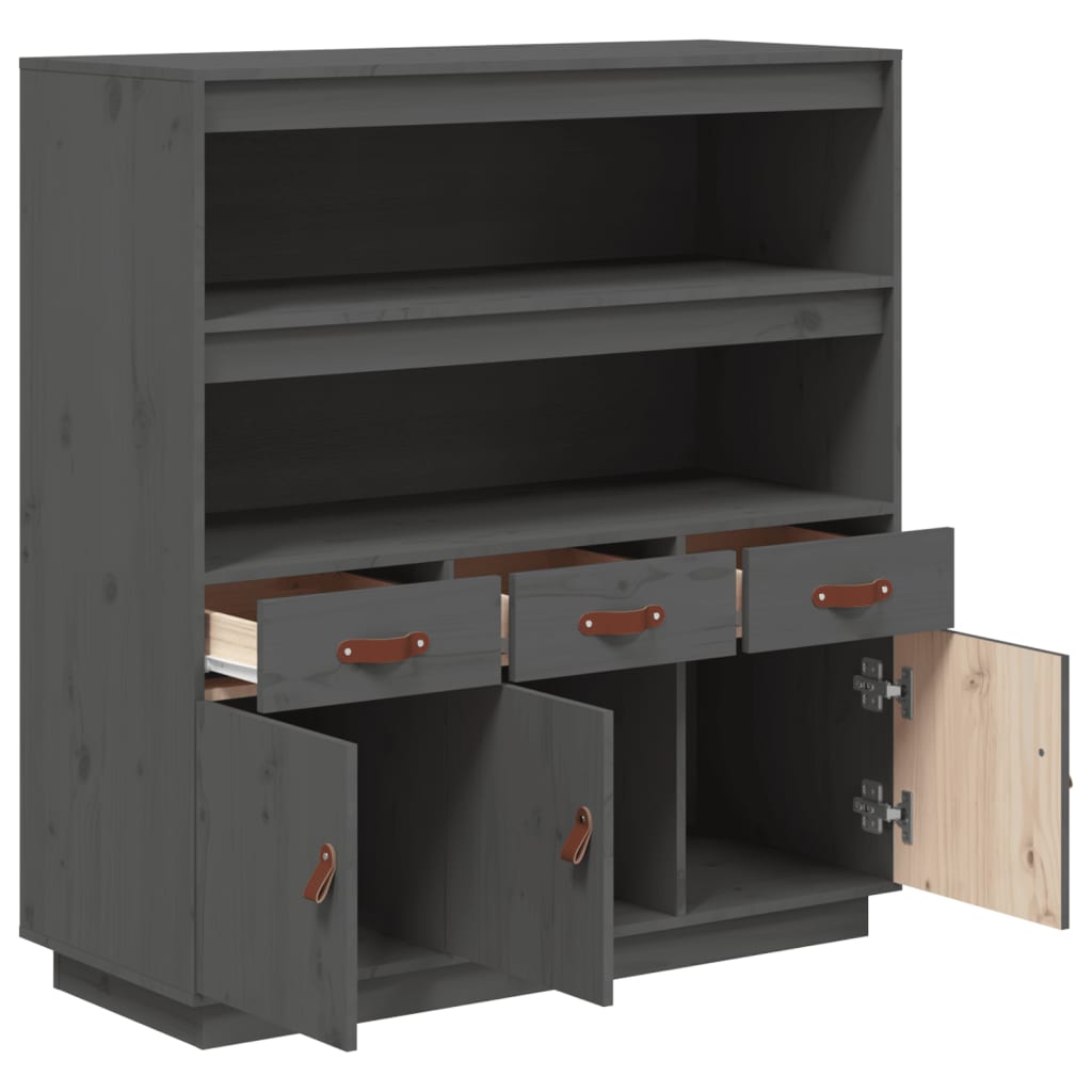 højskab 100x40x108,5 cm massivt fyrretræ grå