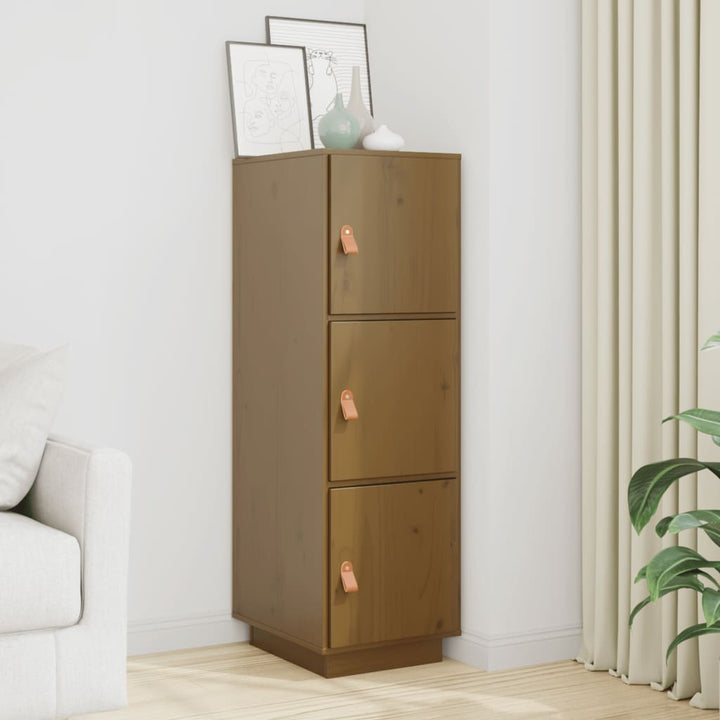 højskab 34x40x108,5 cm massivt fyrretræ gyldenbrun