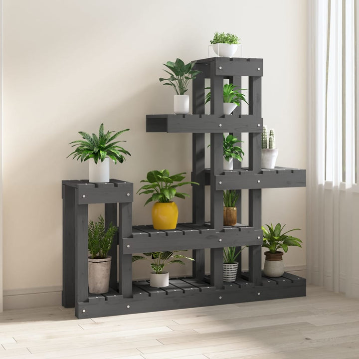 plantestativ 92x25x97 cm massivt fyrretræ grå