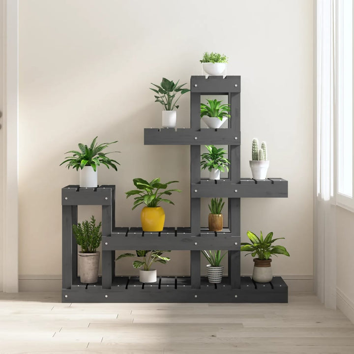 plantestativ 92x25x97 cm massivt fyrretræ grå