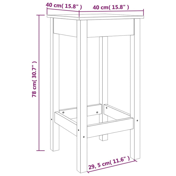 barstole 2 stk. 40x40x78 cm massivt fyrretræ sort