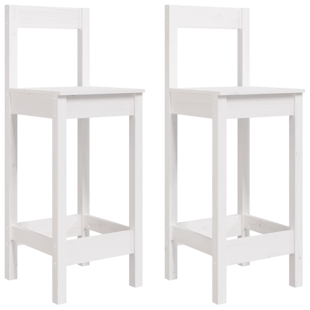 barstole 2 stk. 40x41,5x112 cm massivt fyrretræ hvid