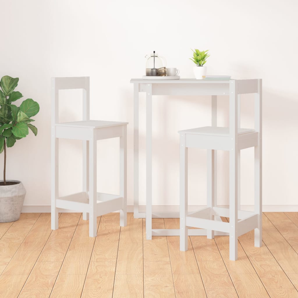barstole 2 stk. 40x41,5x112 cm massivt fyrretræ hvid