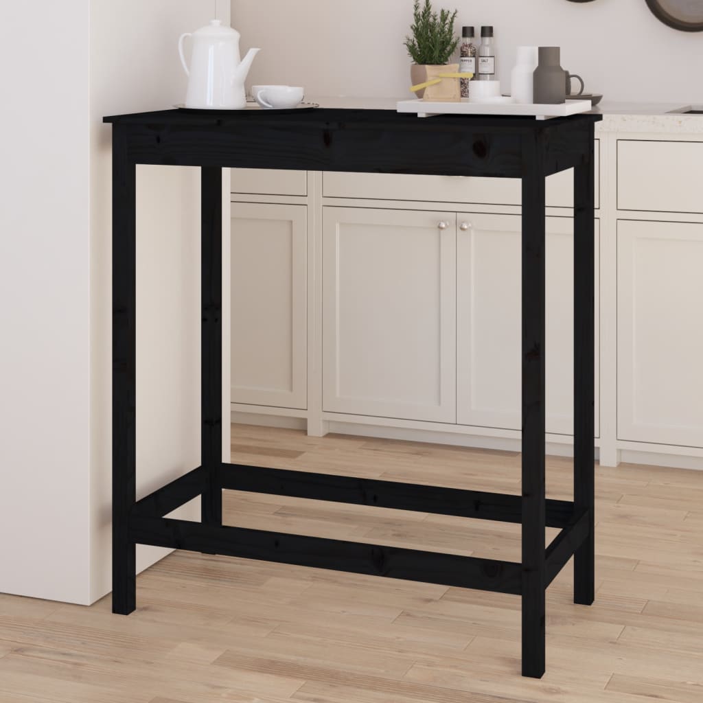 barbord 100x50x110 cm massivt fyrretræ sort
