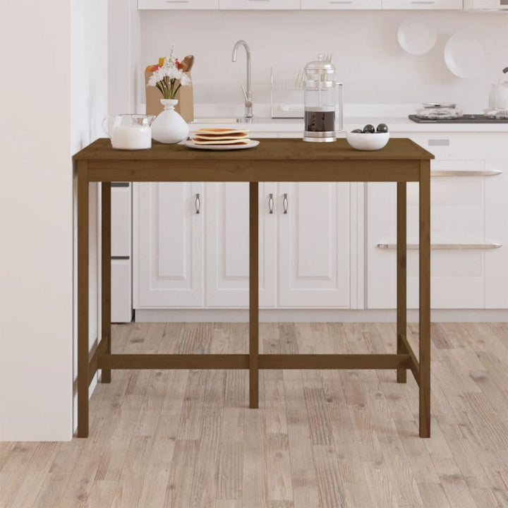 barbord 140x80x110 cm massivt fyrretræ gyldenbrun