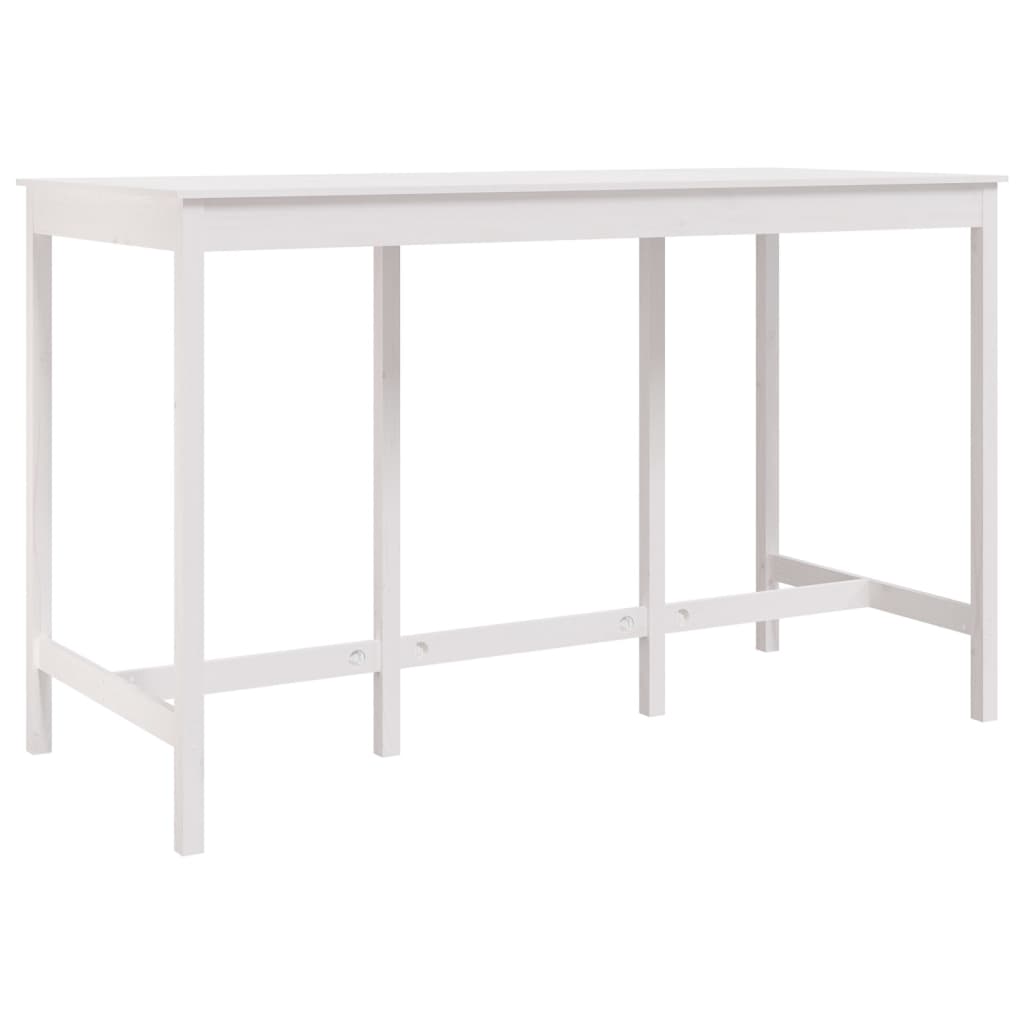barbord 180x80x110 cm massivt fyrretræ hvid