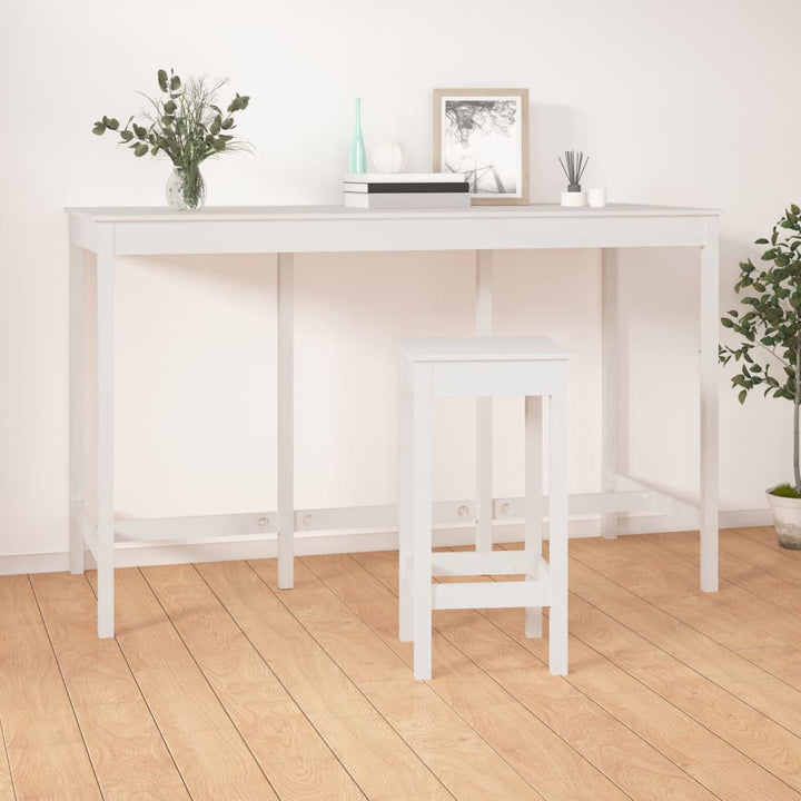 barbord 180x80x110 cm massivt fyrretræ hvid