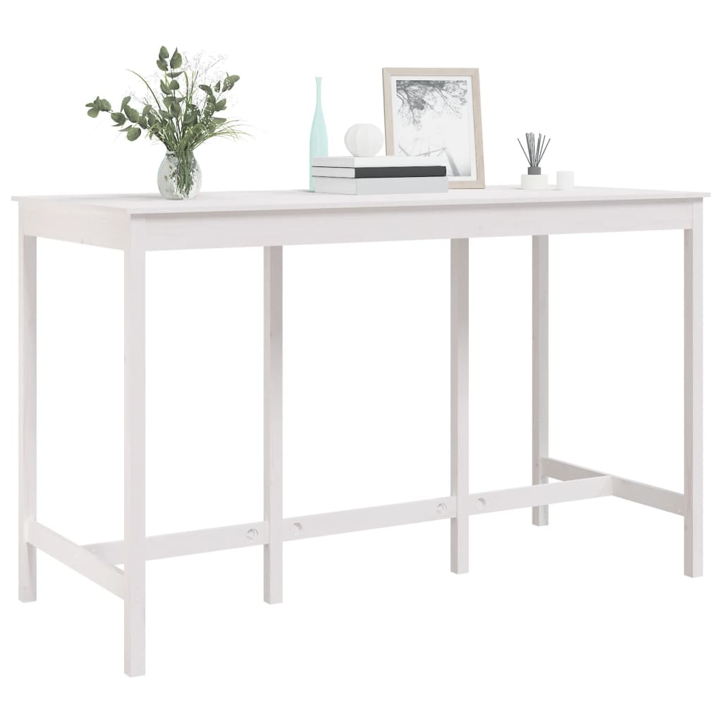 barbord 180x80x110 cm massivt fyrretræ hvid