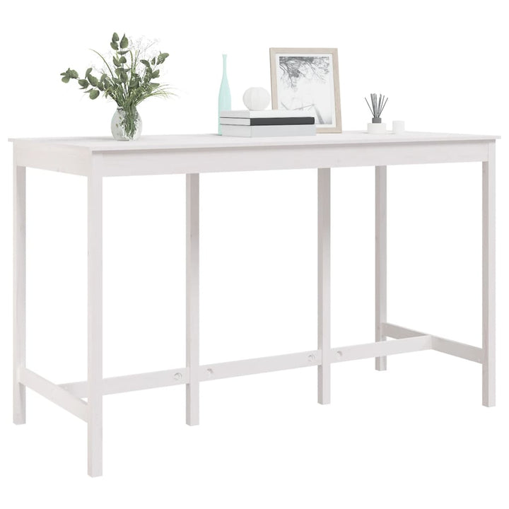 barbord 180x80x110 cm massivt fyrretræ hvid