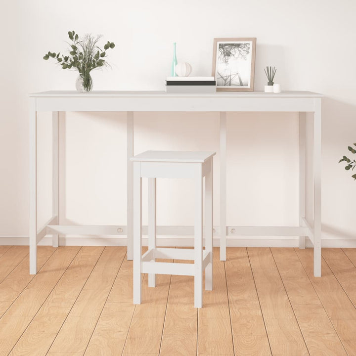 barbord 180x80x110 cm massivt fyrretræ hvid