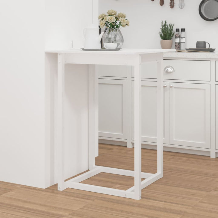 barbord 80x80x110 cm massivt fyrretræ hvid