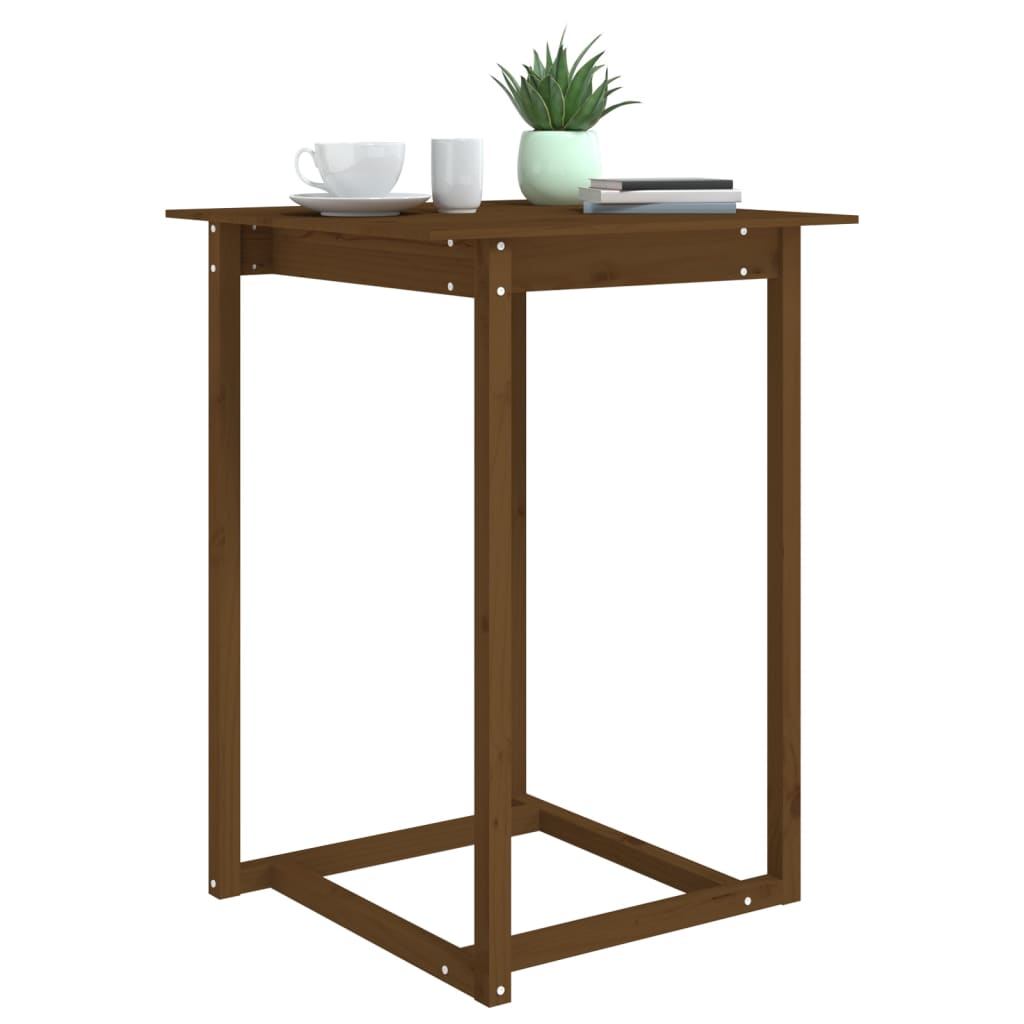 barbord 80x80x110 cm massivt fyrretræ gyldenbrun