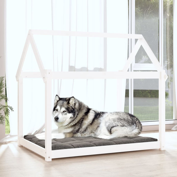 hundeseng 111x80x100 cm massivt fyrretræ hvid