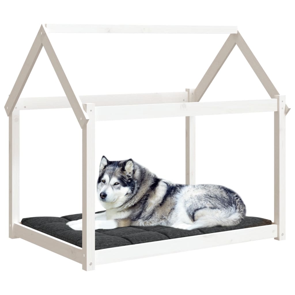 hundeseng 111x80x100 cm massivt fyrretræ hvid